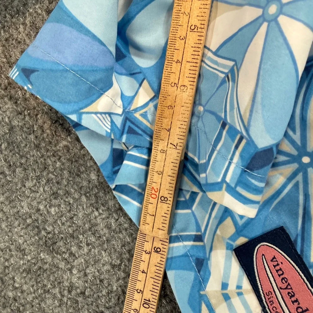 Vineyard Vines Blue & White Geometric Umbrella Print Swim Trunks